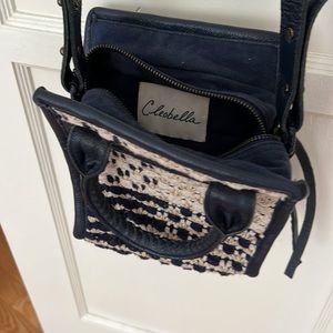 Cleobella small crossbody bag blue and gold